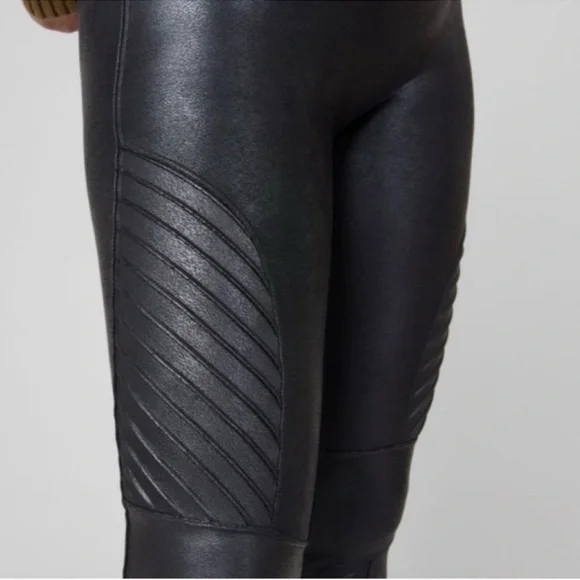 SPANX Faux Leather Moto High Waisted Leggings Slimming Pants Women's Size XL - Picture 6 of 16